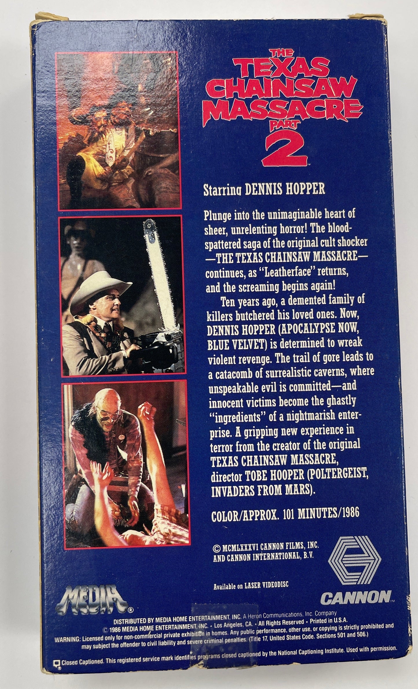 The Texas Chainsaw Massacre Part 2 (1986) VHS Cannon