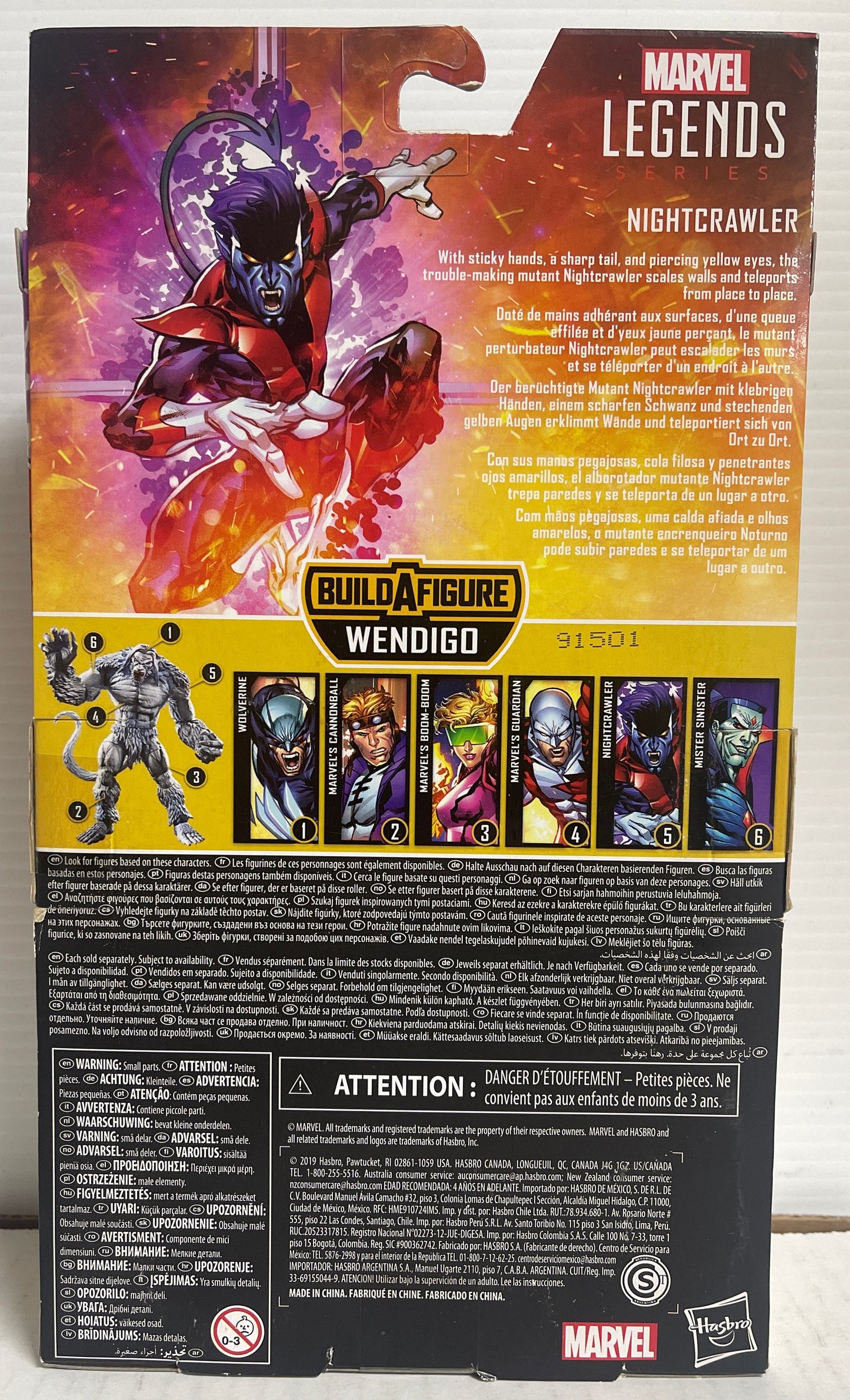 Marvel Legends Nightcrawler X-Men BAF Wendigo 6" Action Figure Hasbro