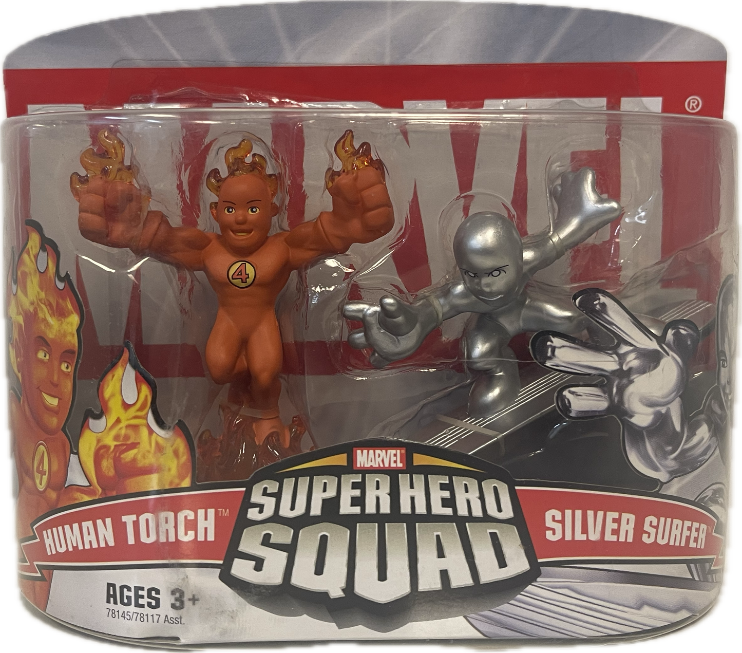 Marvel Super Hero Squad Human Torch & Silver Surfer figures 2 pack