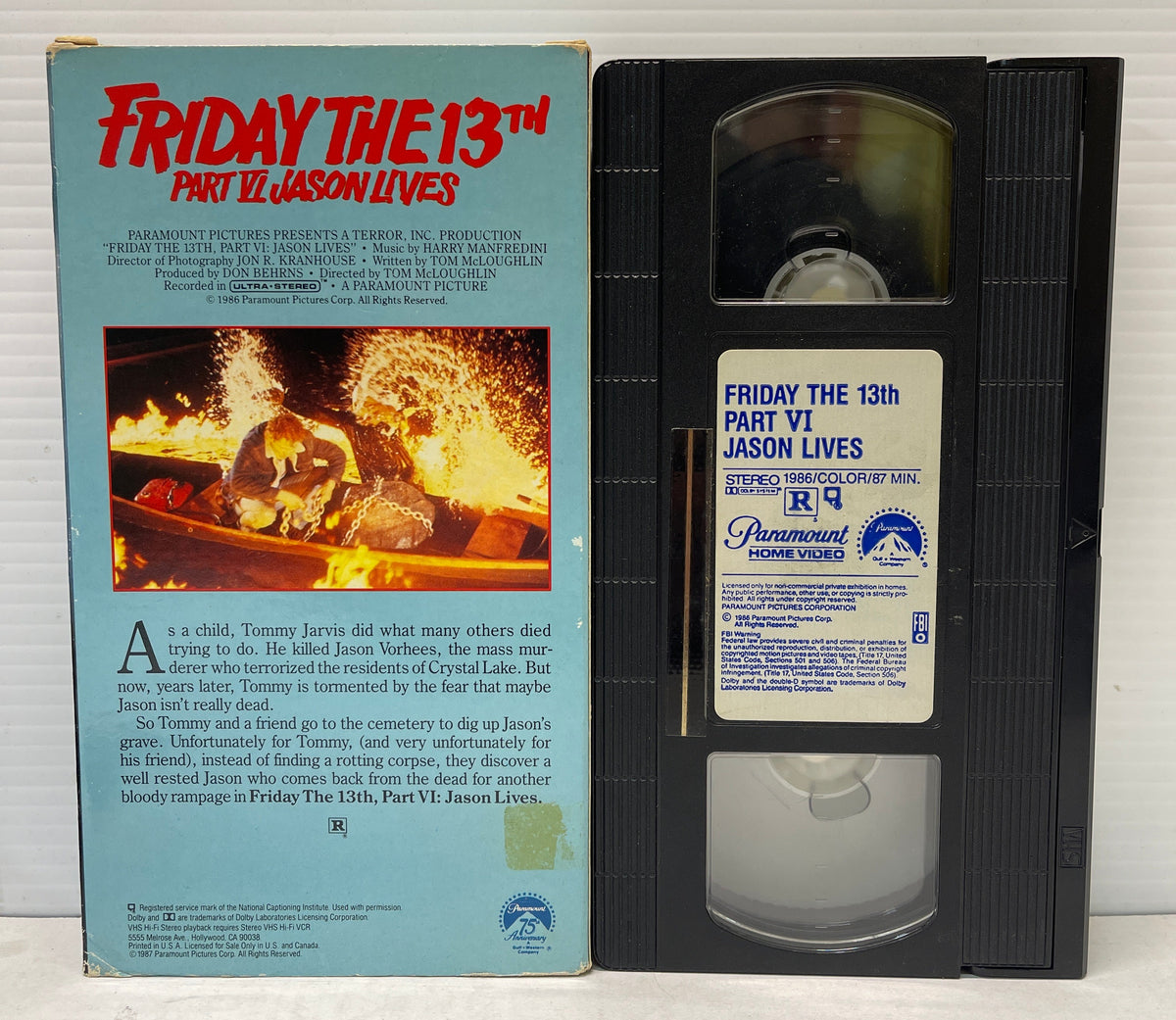 Friday the 13th Part VI Jason Lives VHS 1987 Paramount 75th Anniversary