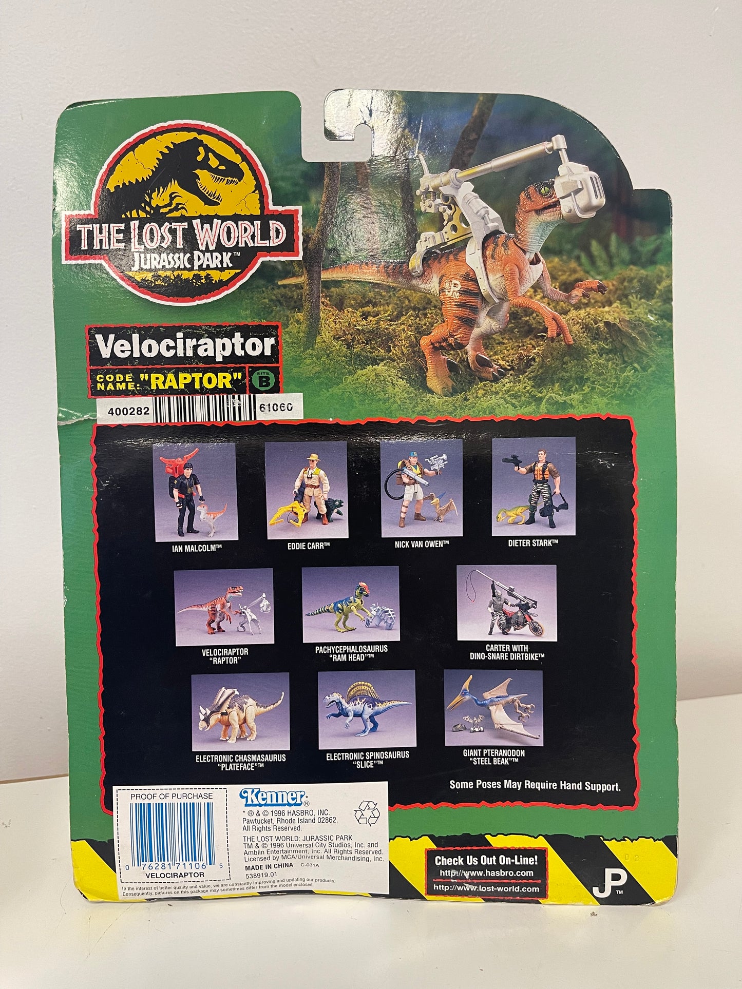 The Lost World Jurassic Park Green Eye Variant Velociraptor