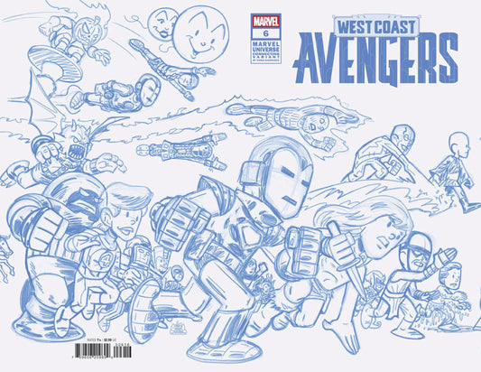 West Coast Avengers #6 Chris Giarrusso Marvel Universe Connecting Blue Line Sketch Wrap Variant F