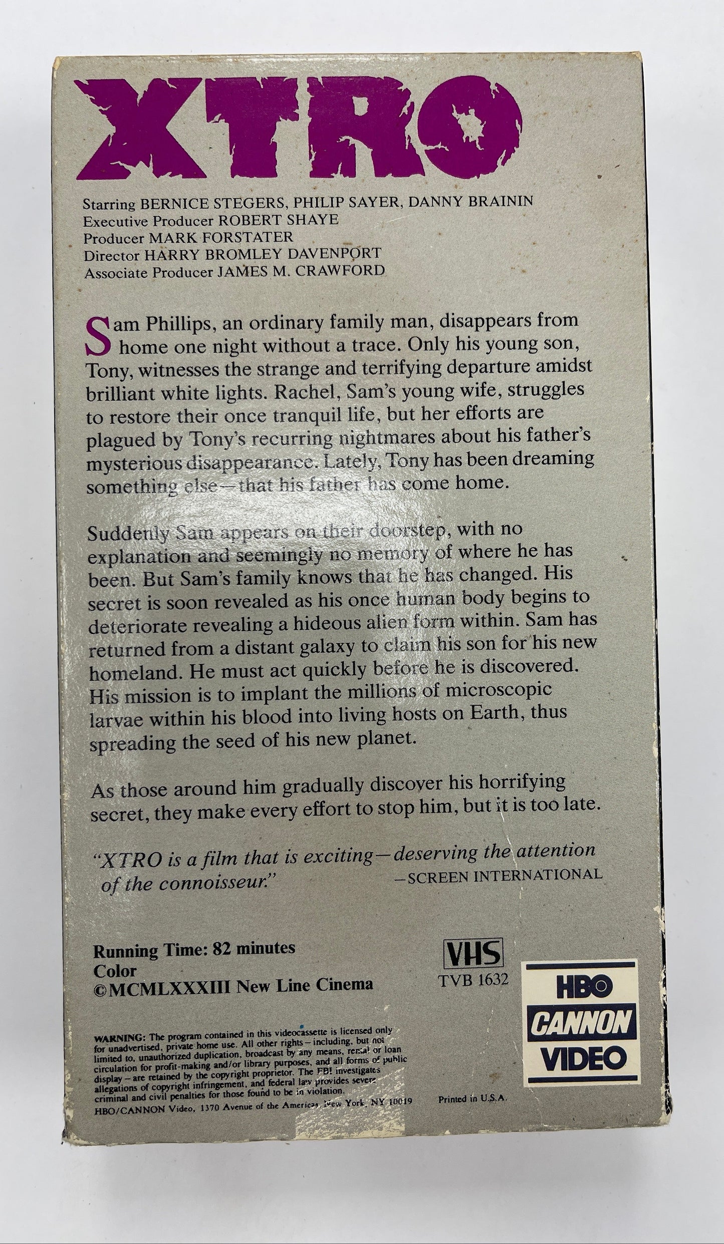 XTRO VHS Video 1983 NTSC R Horror Sci-Fi