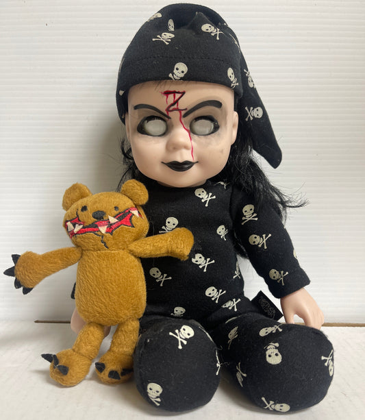 Living Dead Dolls Bedtime Sadie Plush with Deady Bear Exclusive LDD Doll Mezco