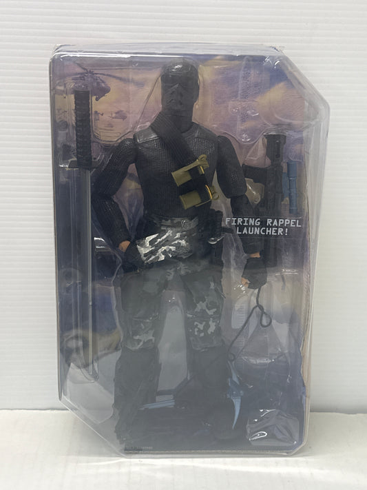G.I. Joe 12” Ninja Commando SNAKE EYES with Rappel Launcher Hasbro 2008 - CARD REMOVED