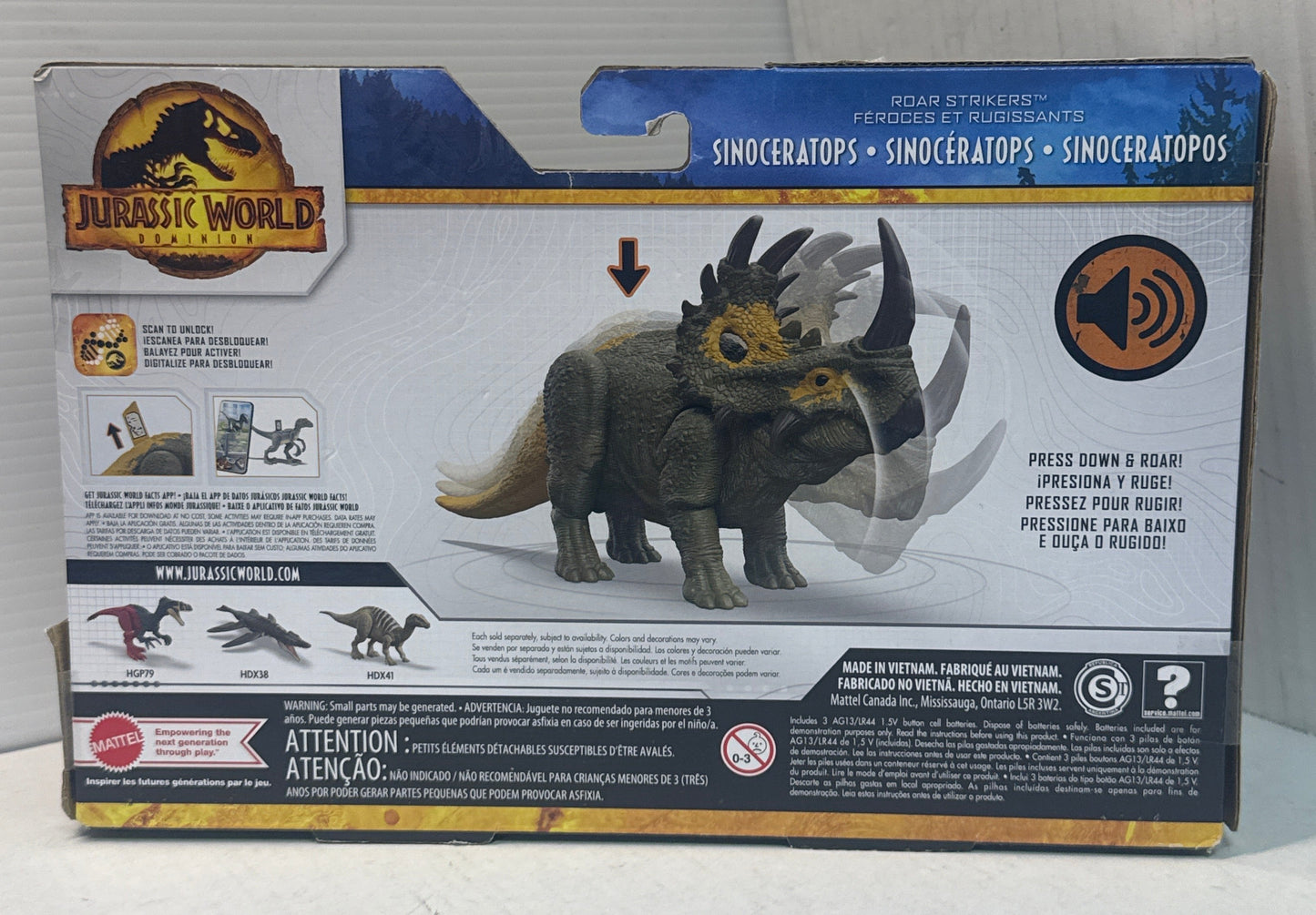 Jurassic World Dominion Roar Strikers SINOCERATOPS Dinosaur