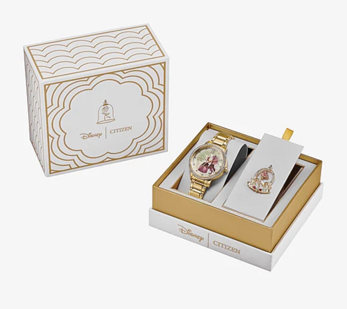 Citizen Beauty and the Beast Princess Womens Gold Tone Stainless Steel 2-pc. Watch Boxed Set