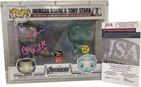 Pop 7BAP Signature Series Avengers Endgame Morgan Stark & Tony Stark 639 2-Pack Signed Lexi Rabe with JSA Certification