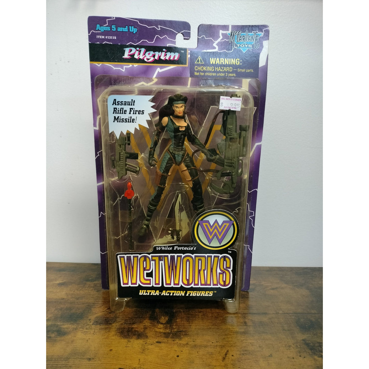 Actual item: 1996 McFarlane Wetworks Series 2 Pilgrim flesh-tone figure with accessories on original card