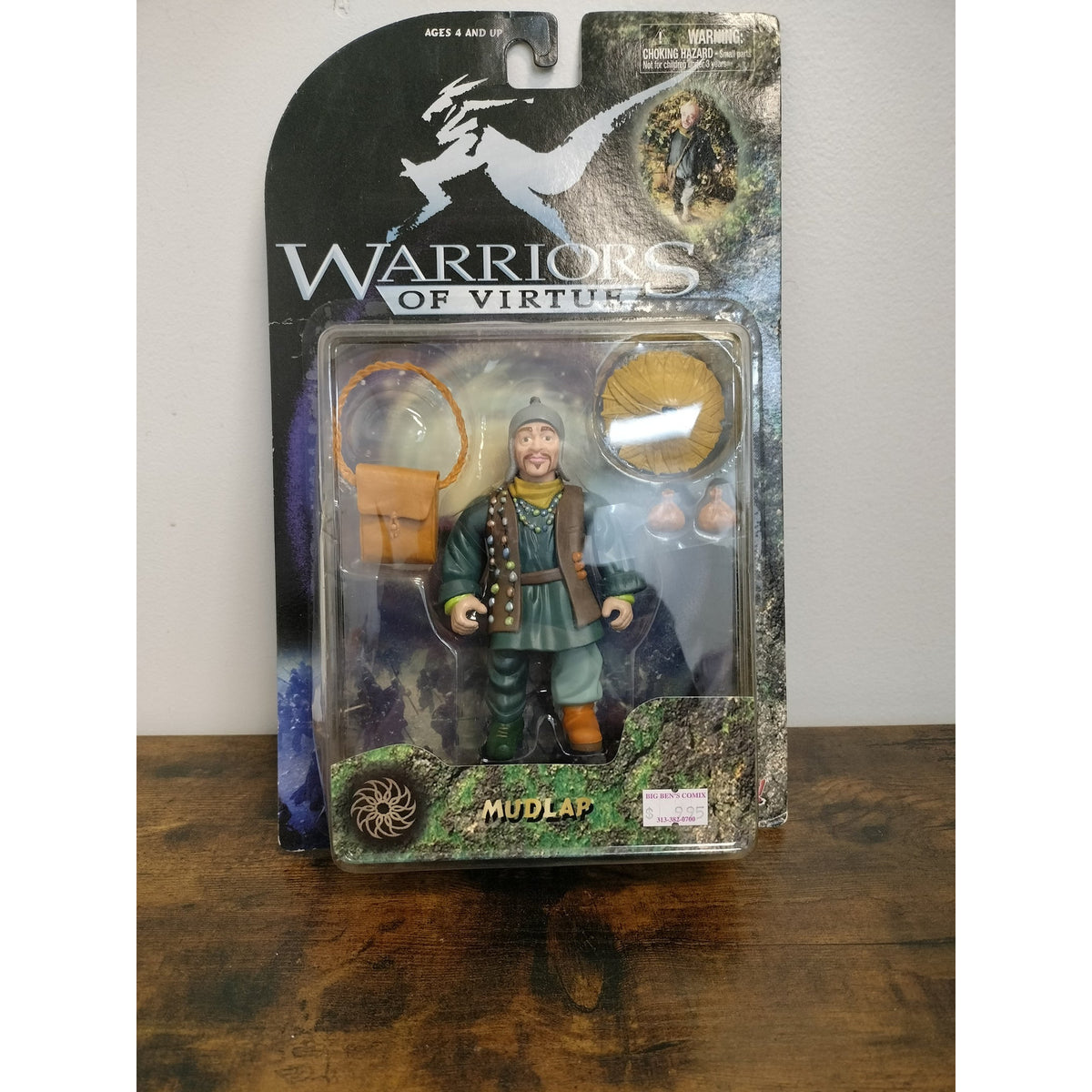 Actual item: 1997 Play'em Warriors of Virtue Mudlap figure and accessories on original card, front view