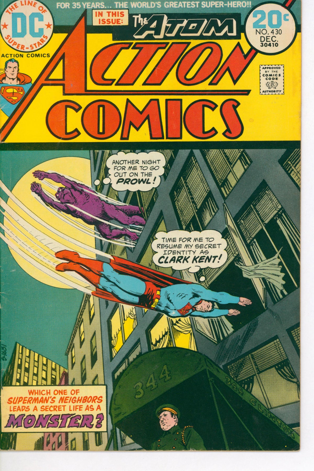Action Comics #430 (1973) actual front cover