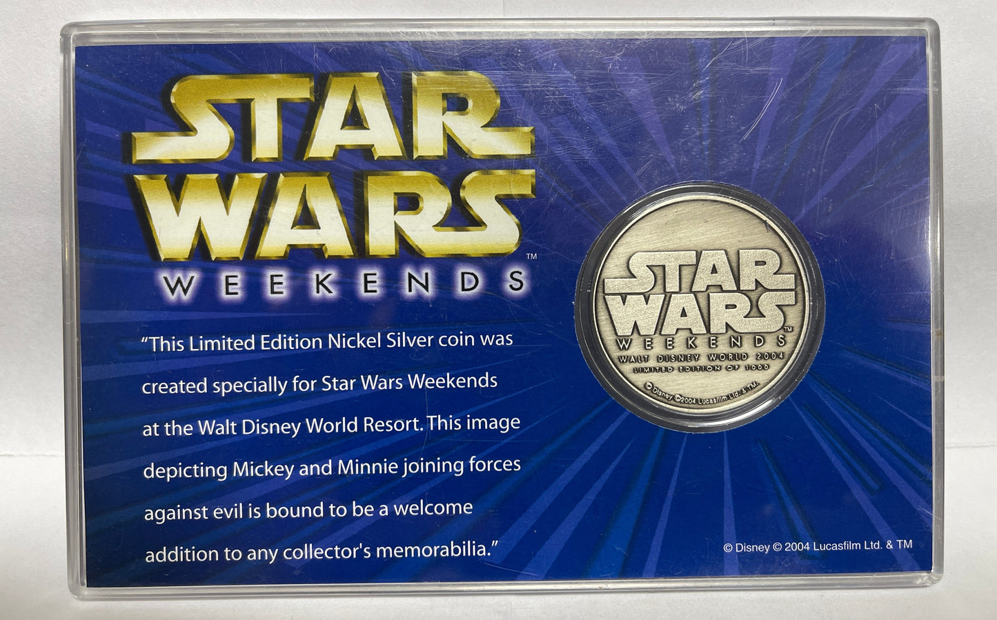 Walt Disney World 2004 Star Wars weekend, limited edition, Nickel Silver coin 1000 made