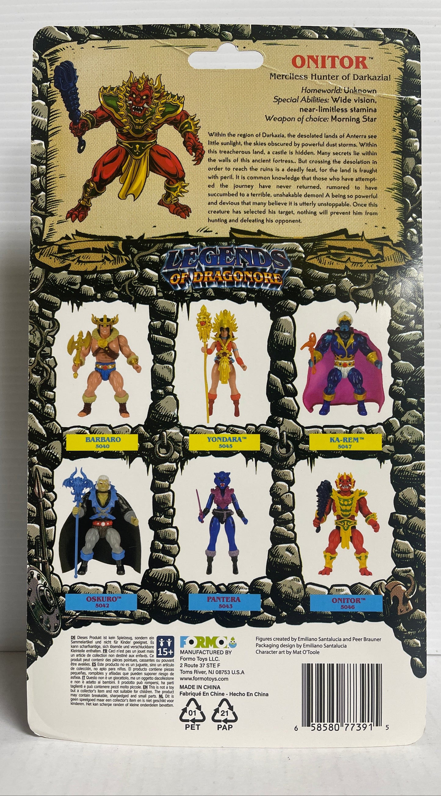 Vintage toy packaging with character illustrations on a white background