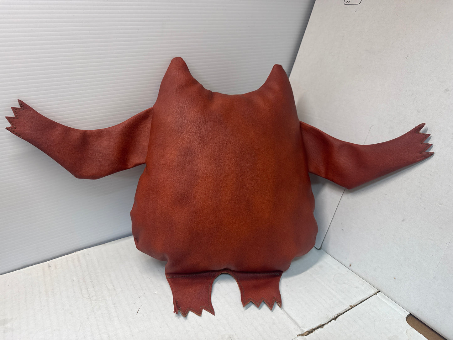 Vintage Style Nauga Monster Doll – Brown Naugahyde with Green Face Details – Unmarked, Excellent Condition