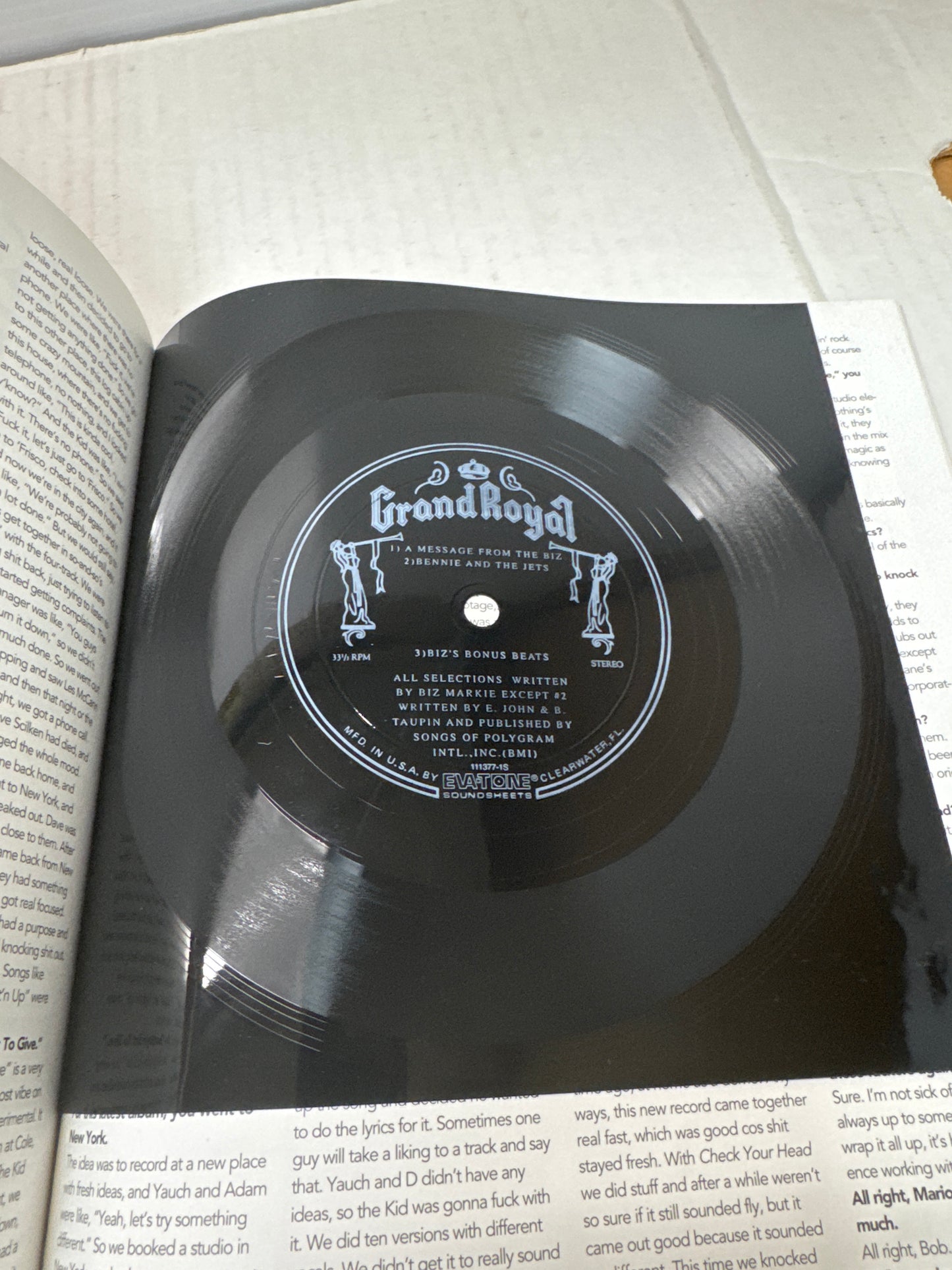 GRAND ROYAL MAG Issue #2 - 1995 - Bonus Biz Markie Flexi Record Disc Insert