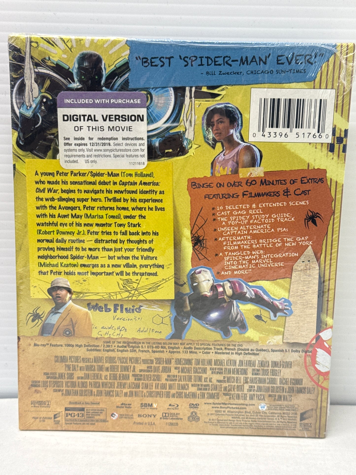 SPIDER-MAN HOMECOMING (BLU RAY + DVD + COMIC BOOK 2017) NEW SEALED