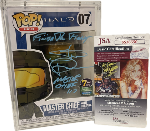 Pop 7BAP Signature Series Halo Master Chief #07 w/ Cortana Signed by Steve Downes with JSA Certification