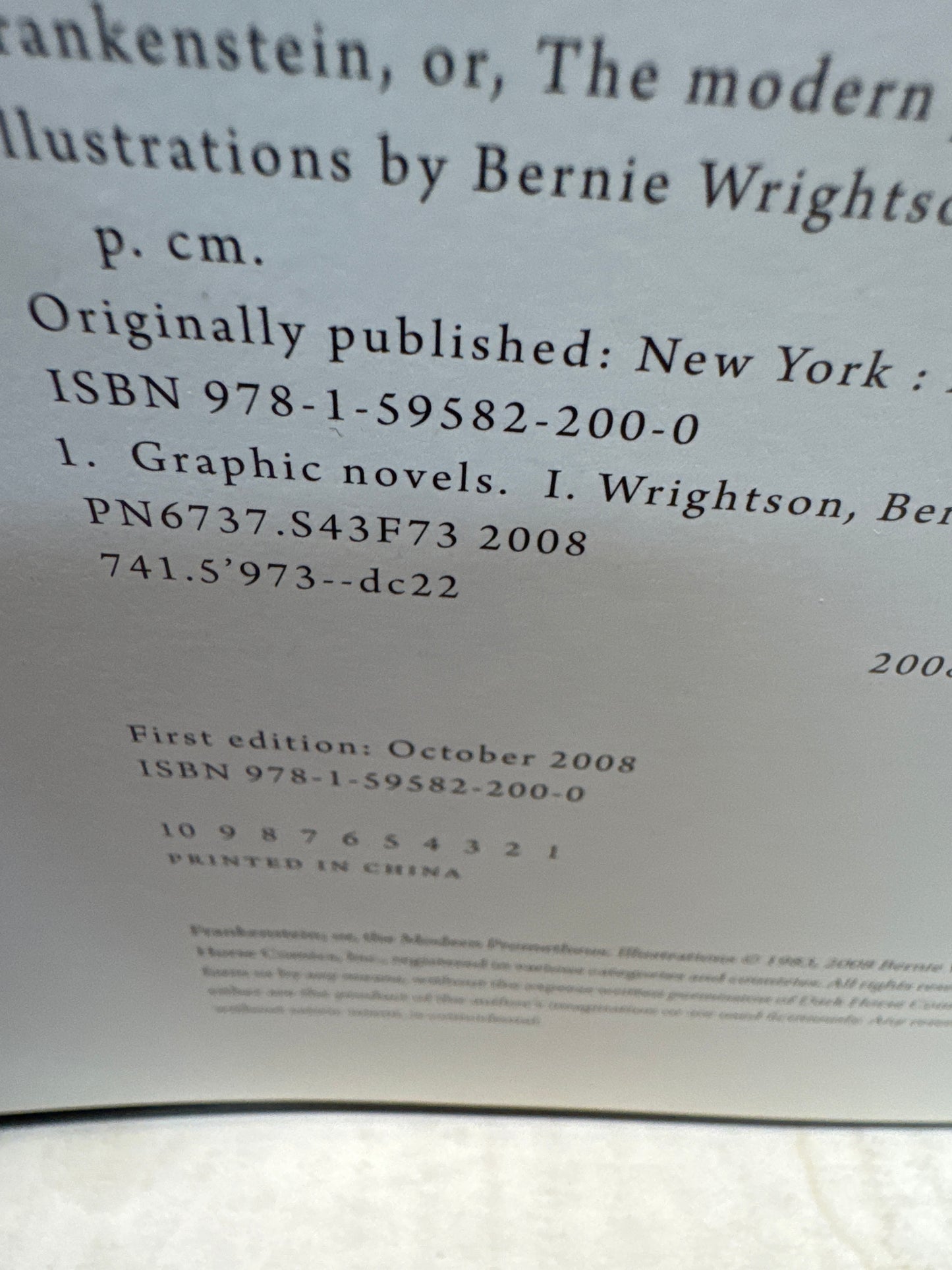 Bernie Wrightson "Frankenstein" 2008 Hard Cover 1st Edition, Dark Horse - Pre Owned