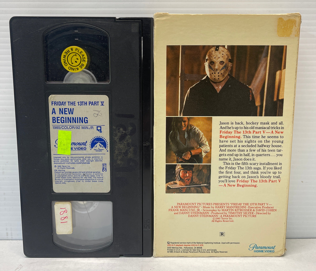 FRIDAY THE 13th PART V A NEW BEGINNING VHS 1985
