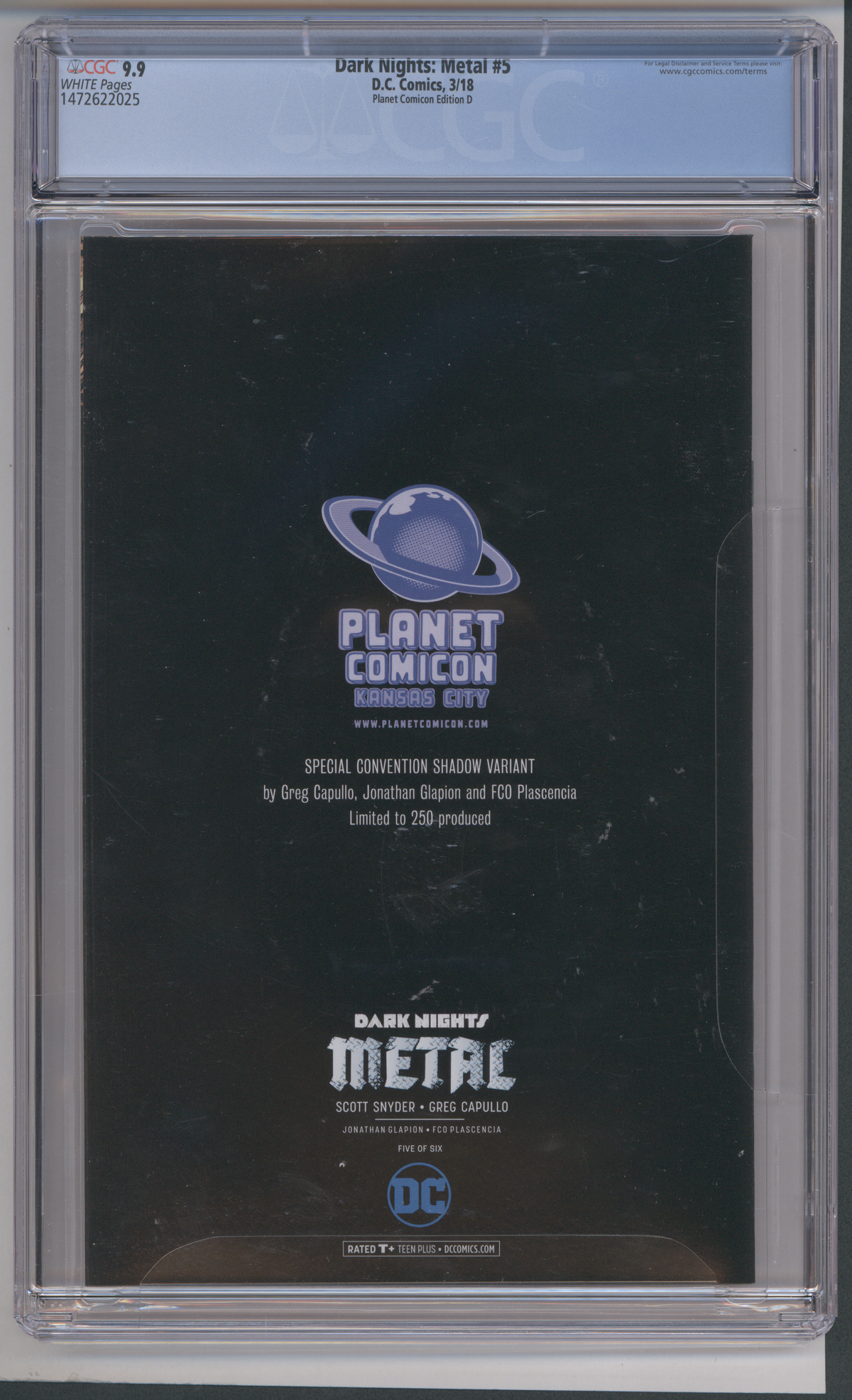 Dark Nights: Metal #5 CGC Graded 9.9