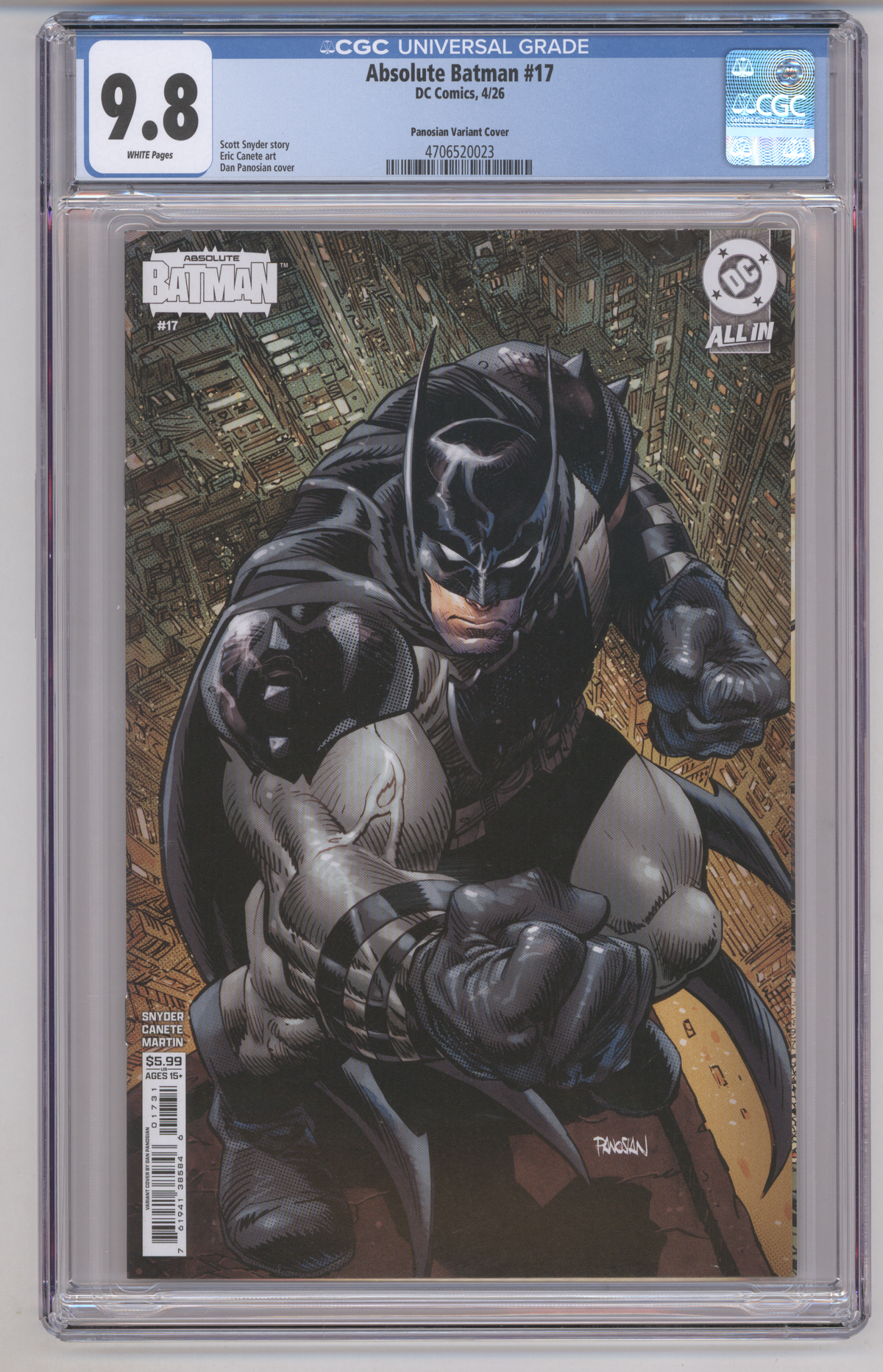 Absolute Batman #17 CGC Graded 9.8 Panosian Variant Cover