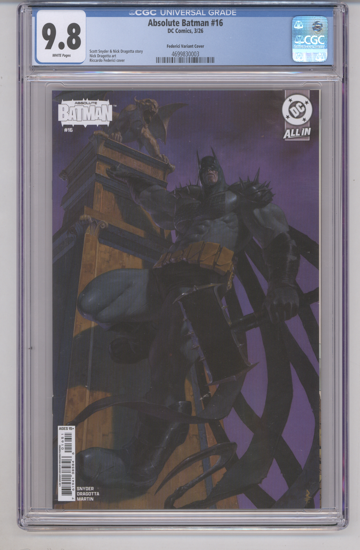 Absolute Batman #16 CGC Graded 9.8 Federici Variant Cover
