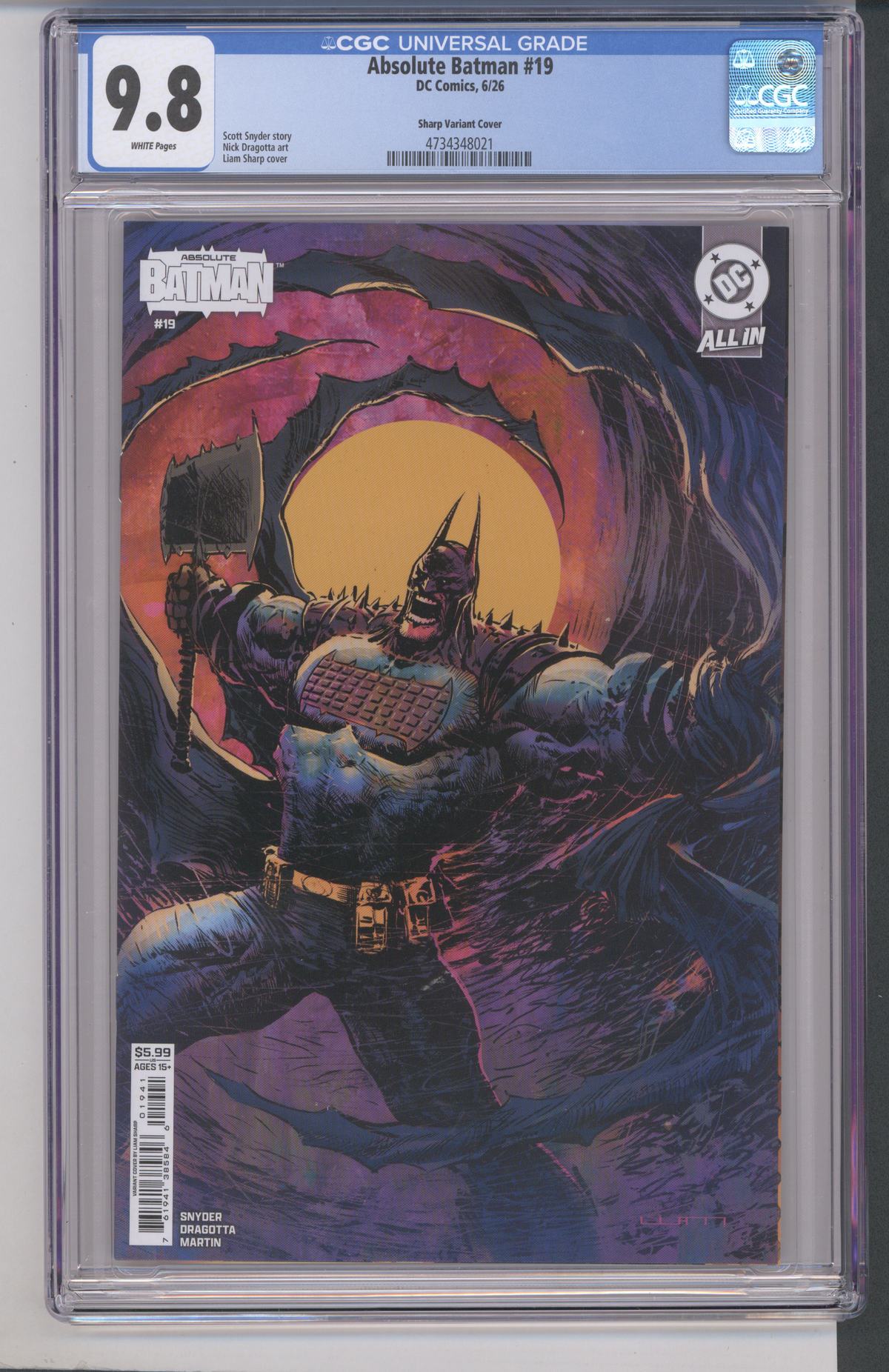 Absolute Batman #19 CGC Graded 9.8 Sharp Variant Cover