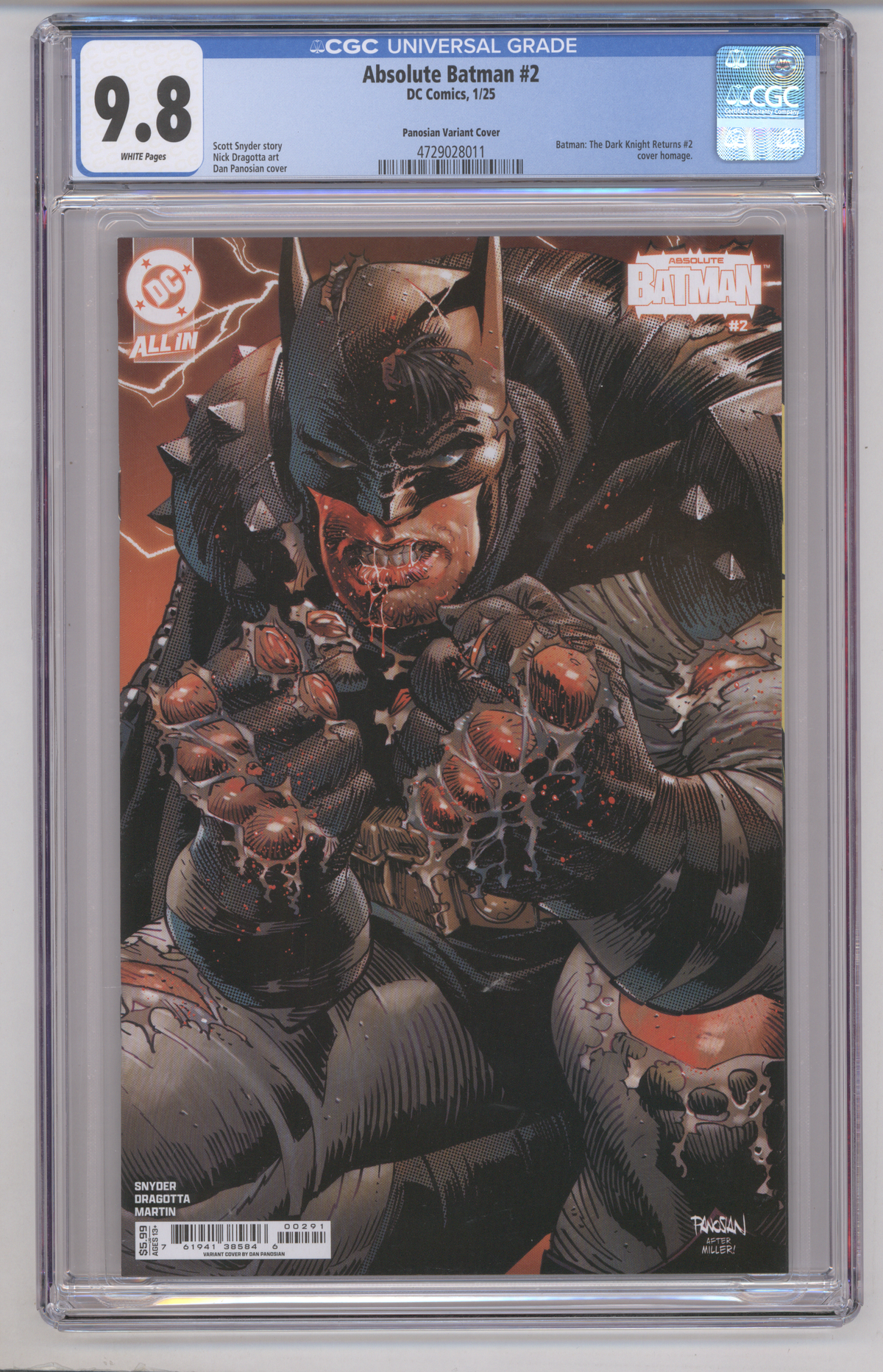Absolute Batman #2 CGC Graded 9.8 Panosian Variant Cover