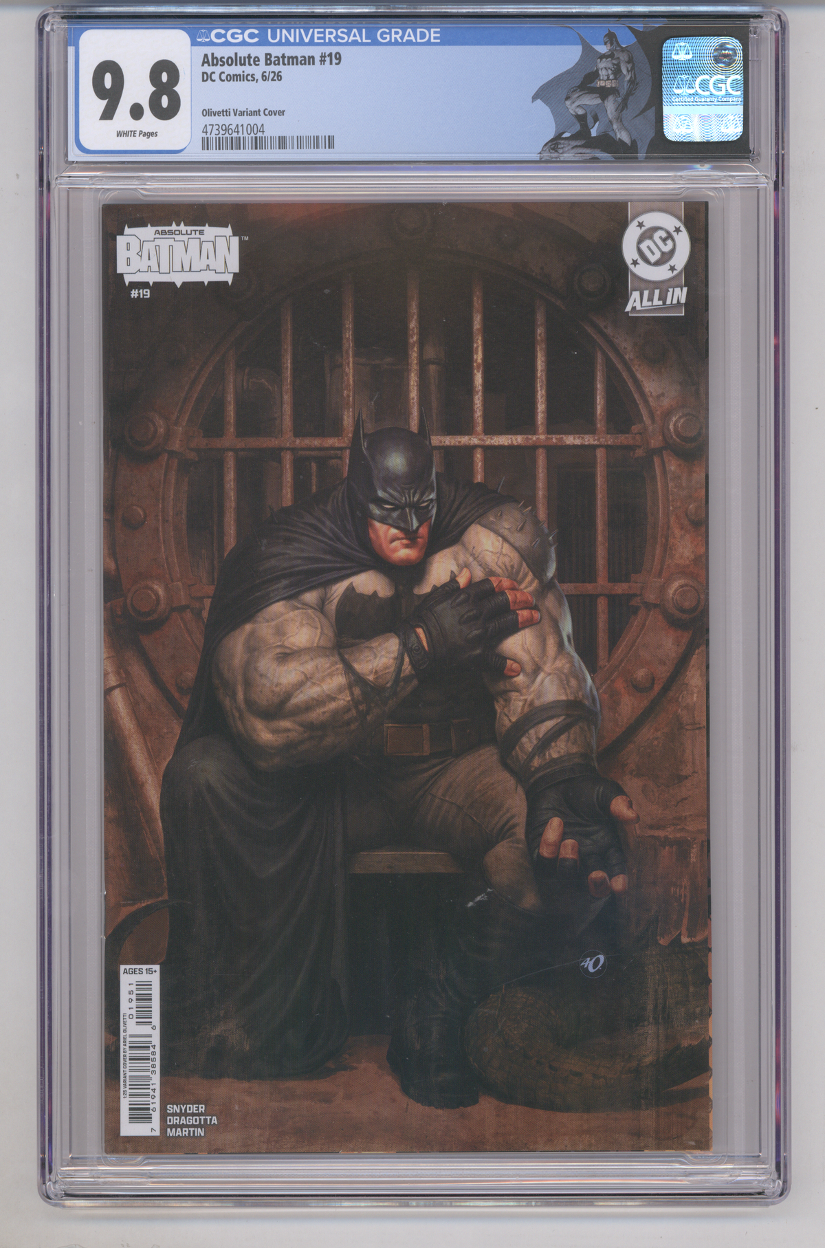 Absolute Batman #19 CGC Graded 9.8 Olivetti Variant Cover
