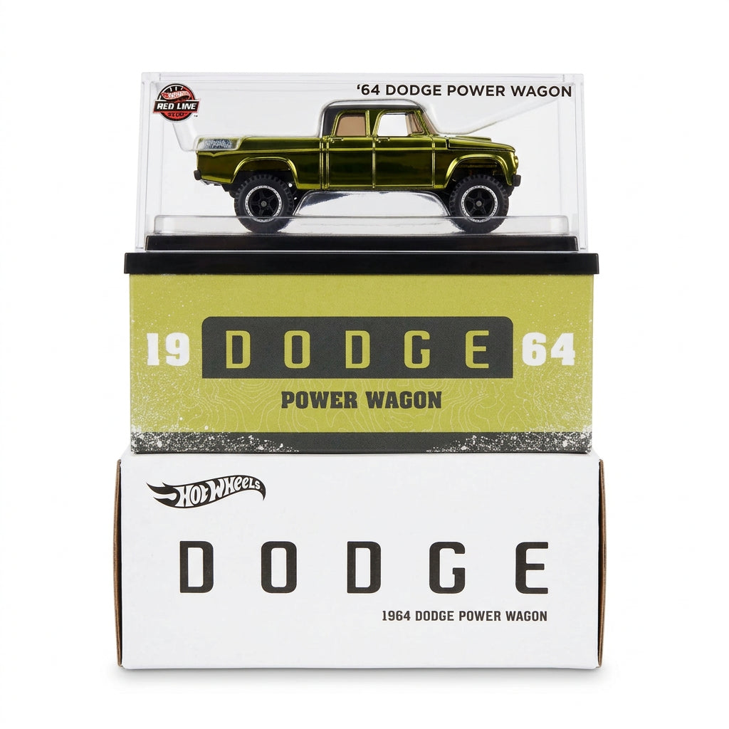 Hot Wheels RLC '64 DODGE POWER WAGON TRUCK Acrylic display *OLIVE* Exclusive