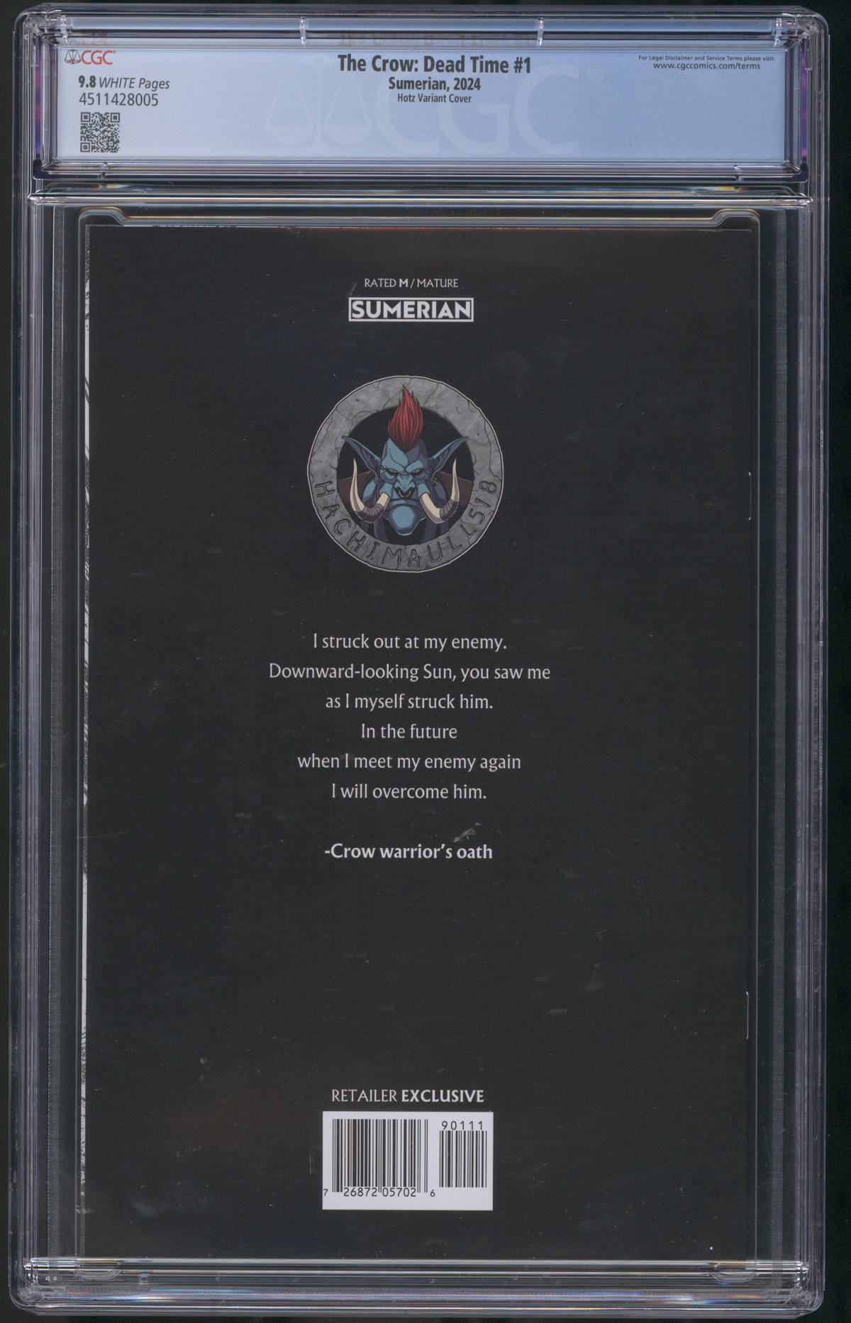 The Crow: Dead Time #1 CGC Graded 9.8