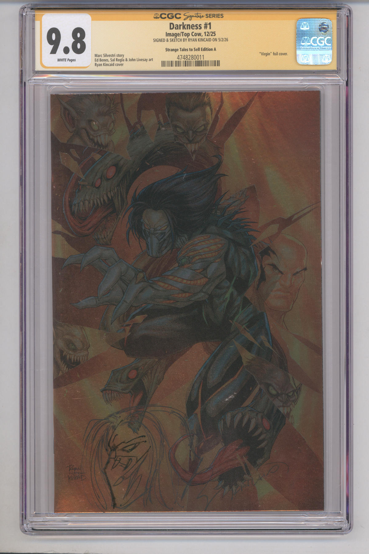 Darkness #1 CGC Graded 9.8 Strange Tales to Sell Edition A SIGNED & SKETCH BY RYAN KINCAID ON 5/2/26