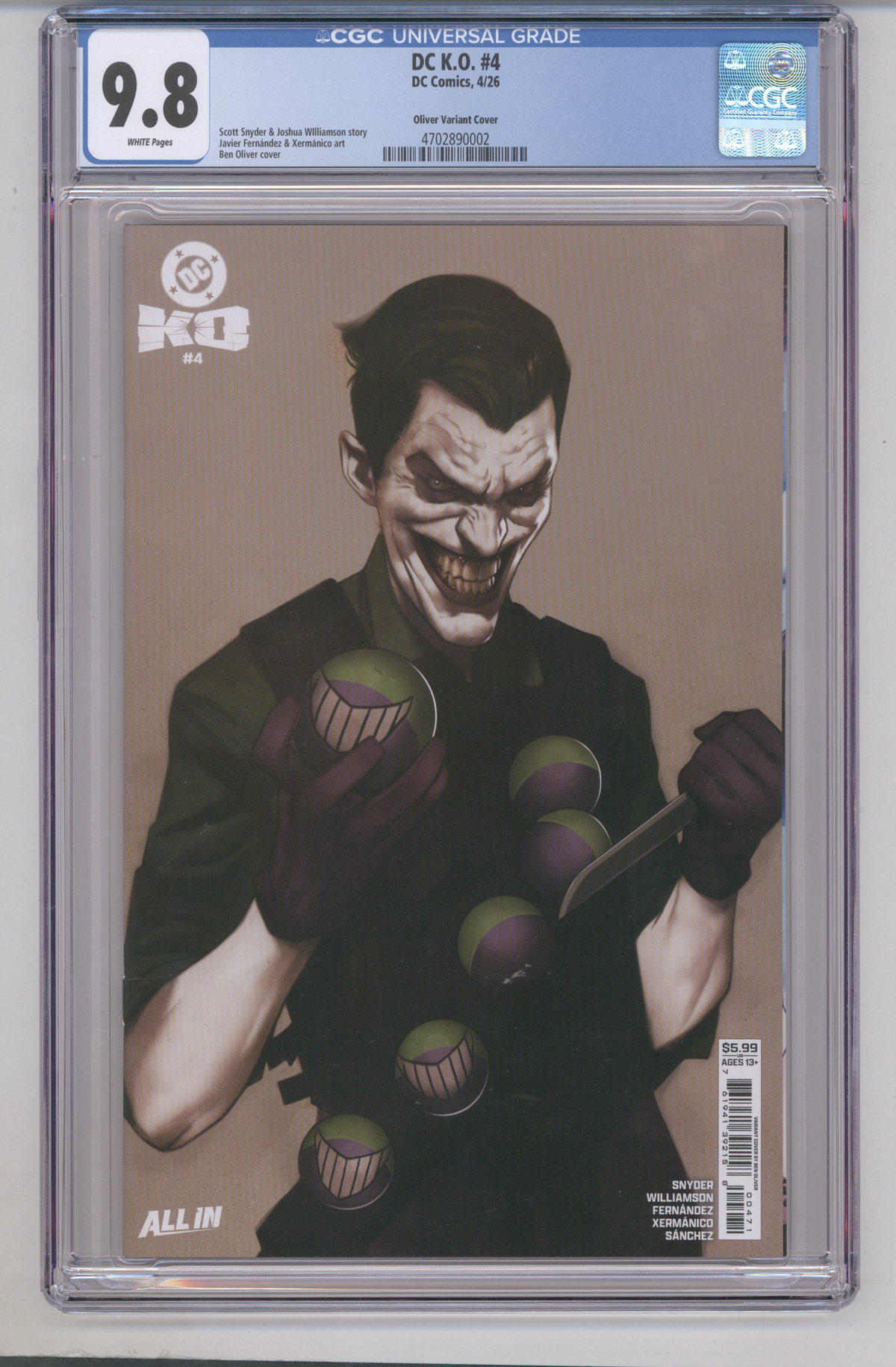 DC K.O. #4 CGC Graded 9.8 Oliver Variant Cover