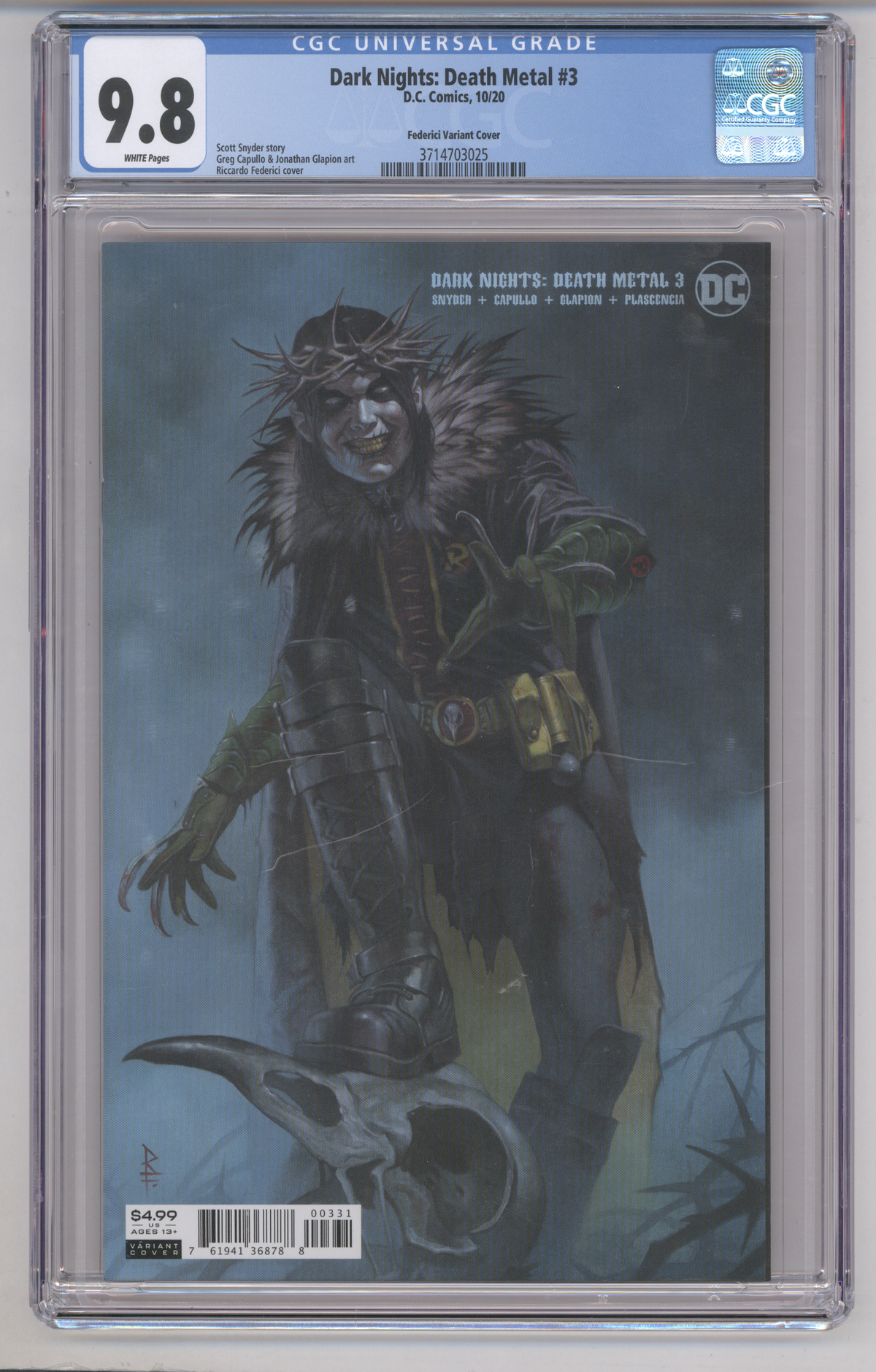 Dark Nights: Death Metal #3 CGC Graded 9.8 Federici Variant Cover