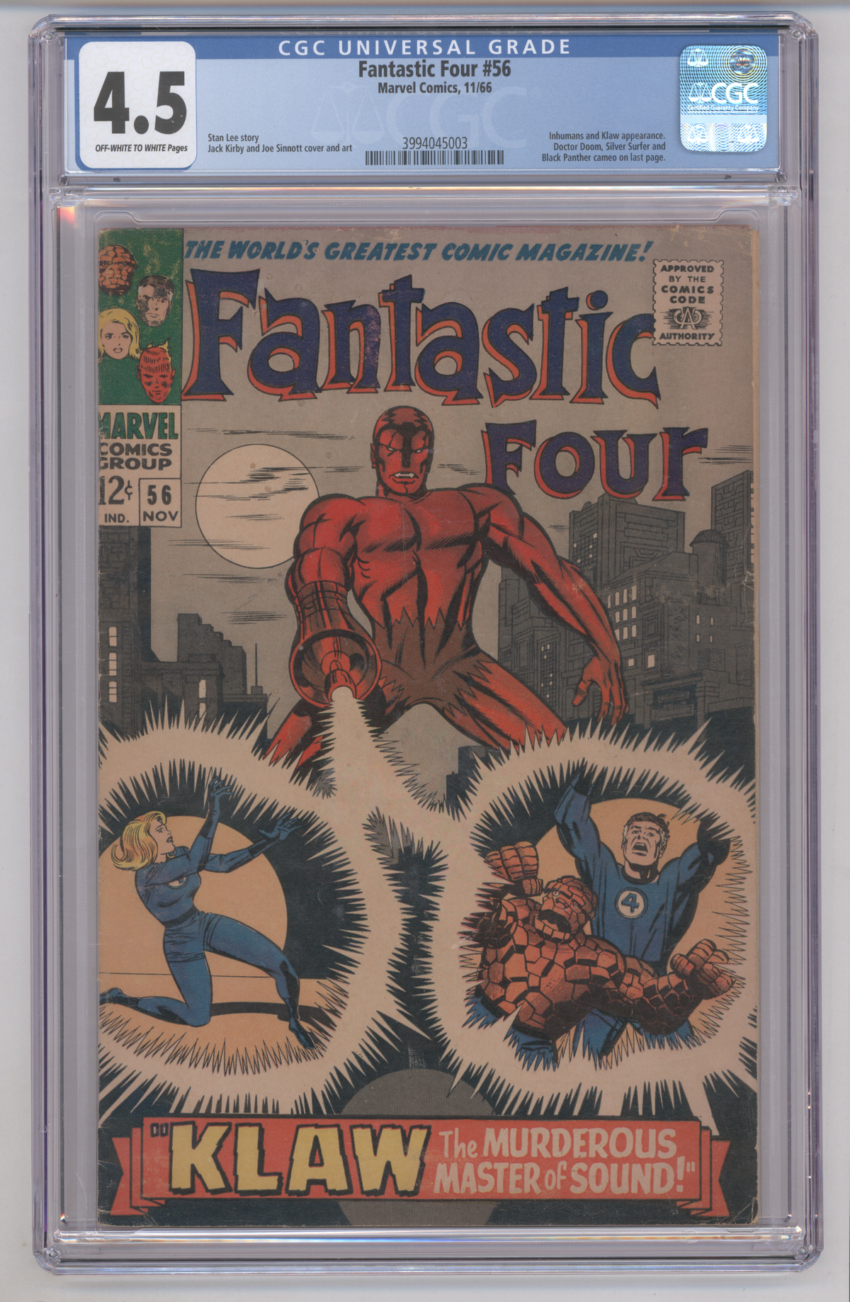 Fantastic Four #56 CGC Graded 4.5