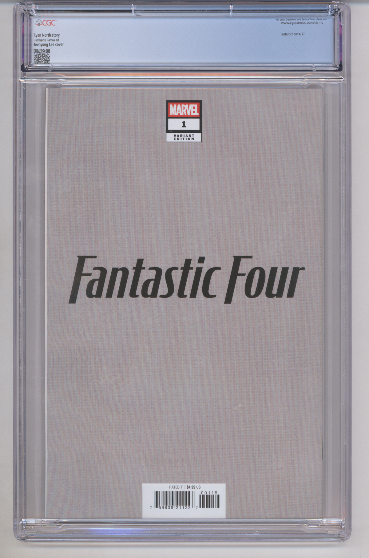 Fantastic Four #1 CGC Graded 9.6 Lee "Virgin" Edition