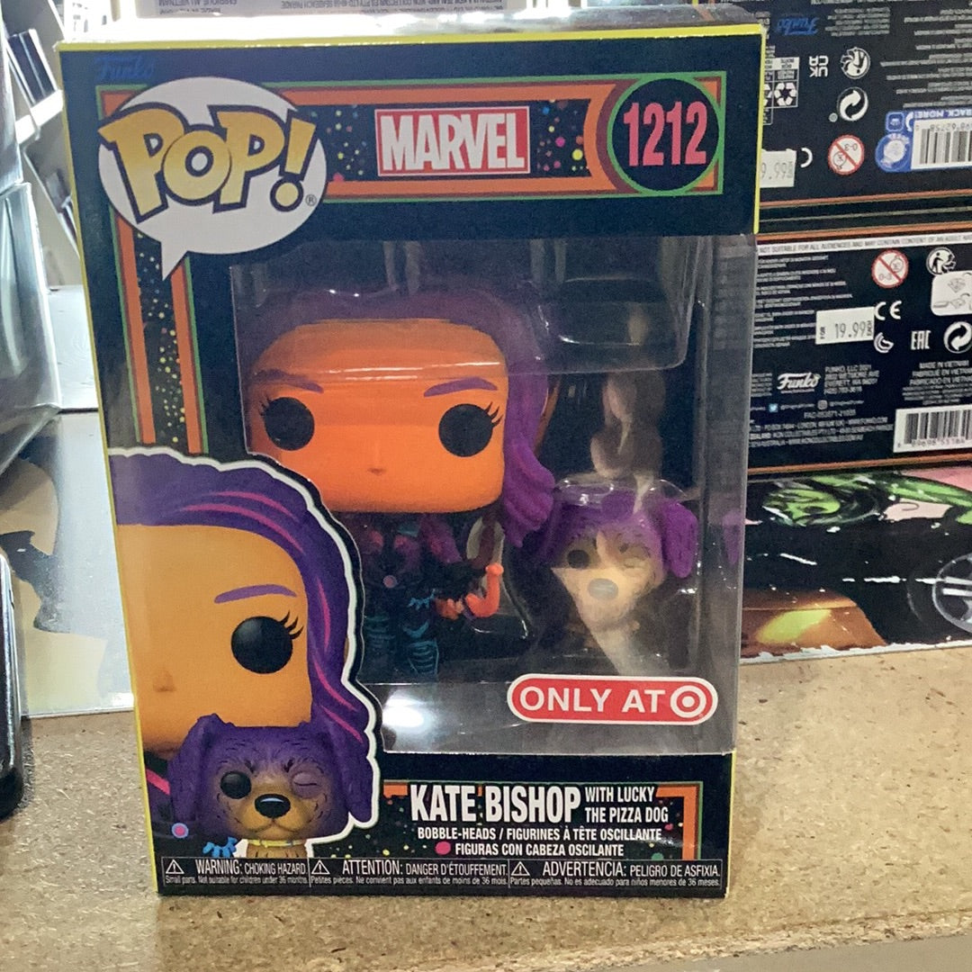 Funko Pop! Kate Bishop w/Lucky Pizza Dog Black Light