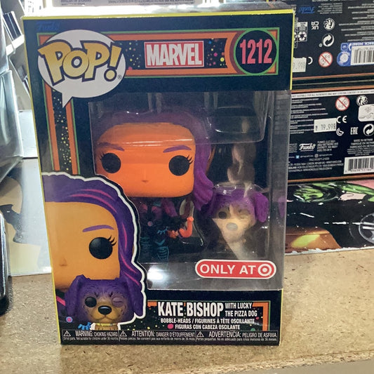 Funko Pop! Kate Bishop w/Lucky Pizza Dog Black Light