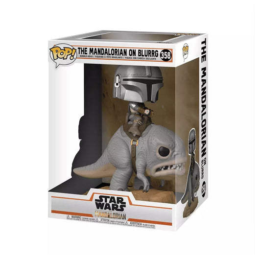 Stock photo - Funko Pop Deluxe Star Wars The Mandalorian on Blurrg 358 in retail window box