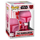 Stock photo - Funko Pop Star Wars Valentine's Day The Mandalorian 495 pink vinyl bobblehead, boxed view
