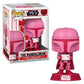Stock photo - Funko Pop Star Wars Valentine's Day The Mandalorian 495 pink vinyl bobblehead, figure and packaging