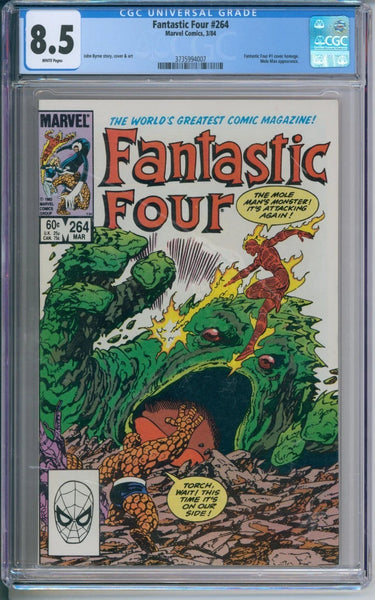 Marvel Comics Fantastic Four #264 CGC 8.5 (Mole Man appearance, homage cover)