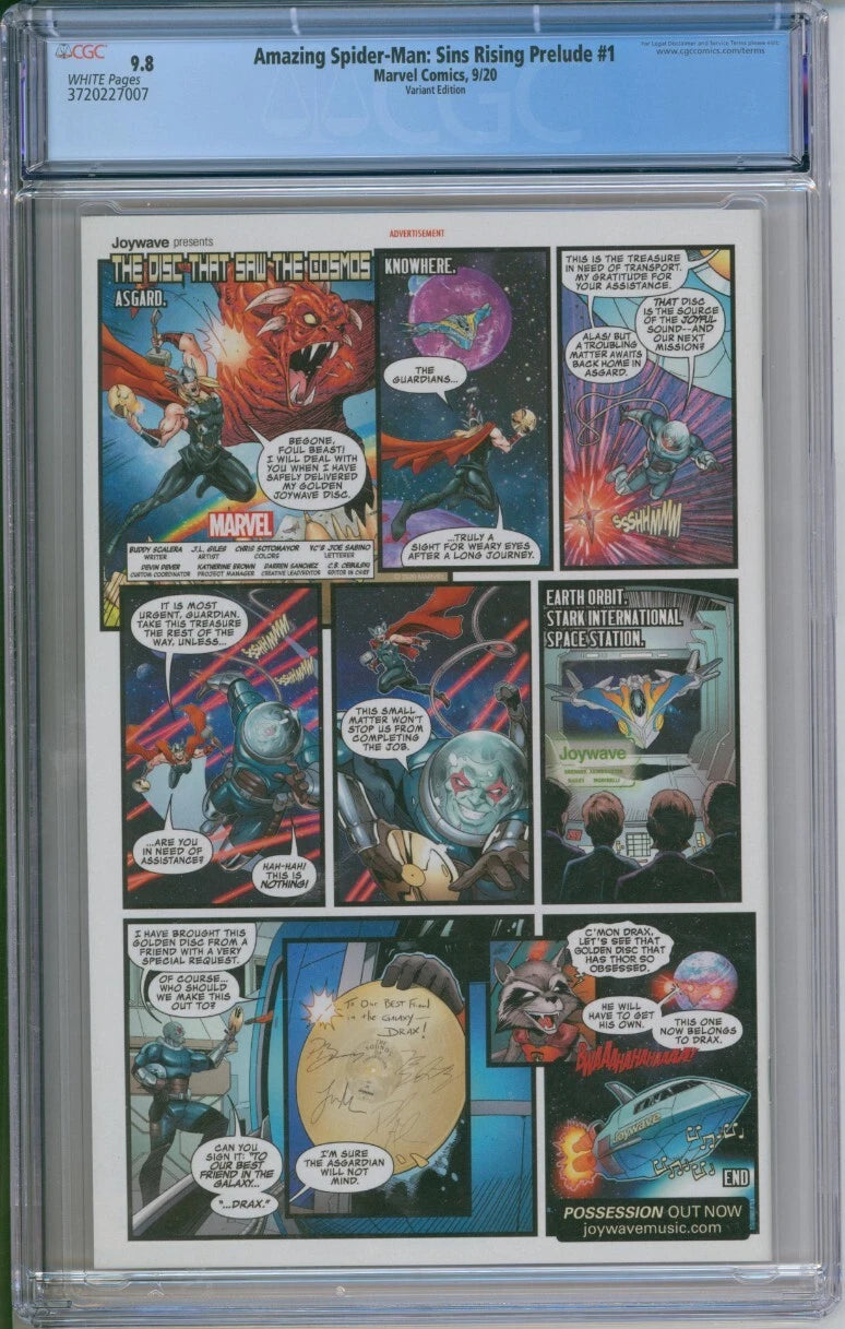 Marvel Amazing Spider-Man: Sins Rising Prelude #1 CGC 9.8 Variant Cover