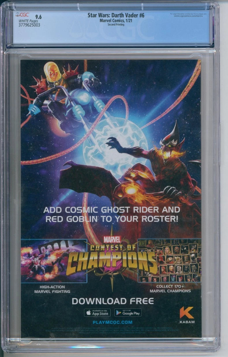 Marvel Comics Star Wars: Darth Vader #6 CGC 9.6 (Second Printing)