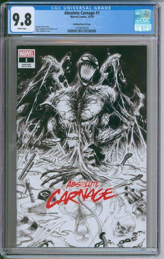 Marvel Comics Absolute Carnage #1 CGC 9.8 Kirkham Sketch Edition