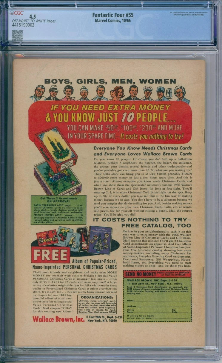 Fantastic Four #55 CGC 4.5 Stan Lee Jack Kirby