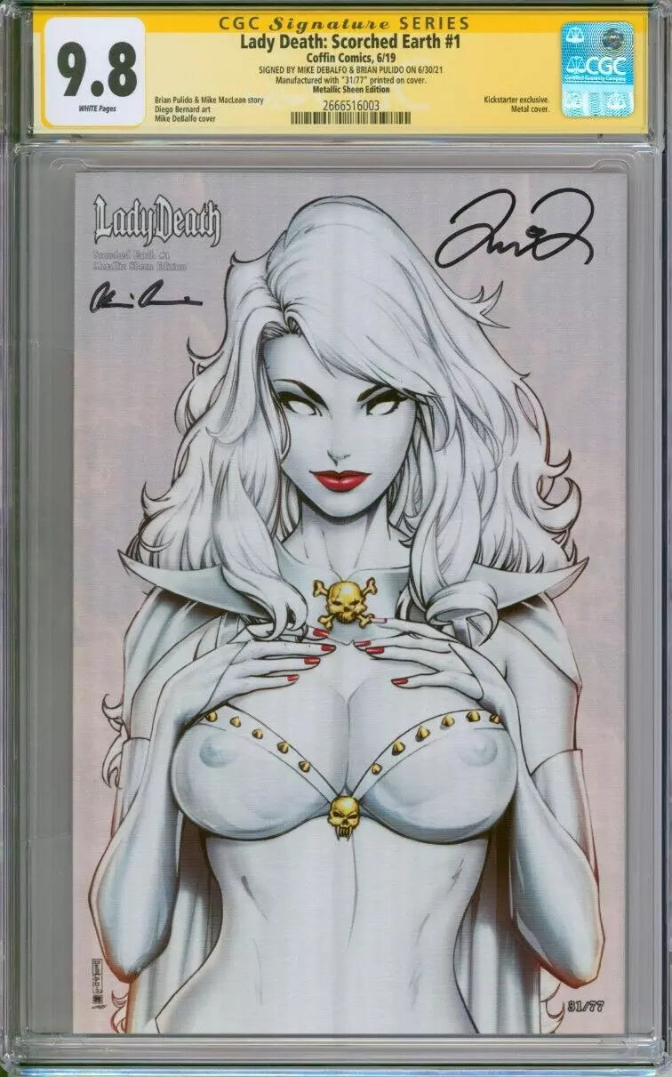 Lady Death: Scorched Earth #1 CGC 9.8 Signed By Pulido & Debalfo