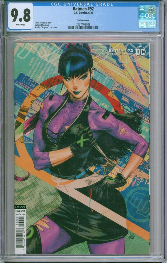 Batman #92 CGC 9.8 Variant Artgerm Cover DC Comics