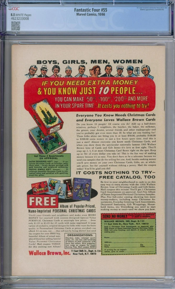 Fantastic Four #55 CGC 8.5 Thing vs. Silver Surfer