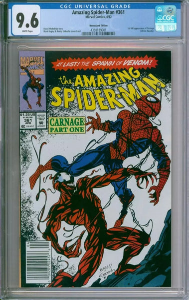 Amazing Spider-Man #361 CGC 9.6 1st Full App. Of Carnage Newsstand